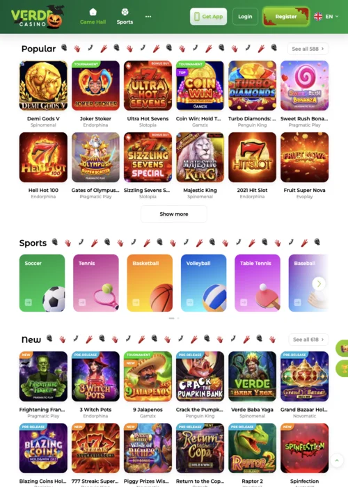 Premium online casino hoofdpagina met live dealers en VIP tafelspellen